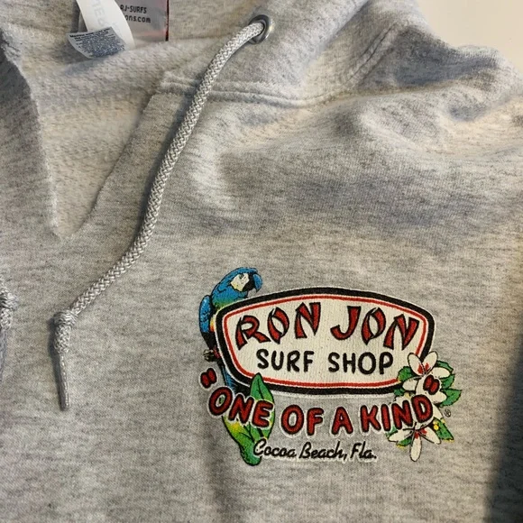 Ron Jon Gray Hoodie with Tropical Parrot Design, S - Picture 4 of 7